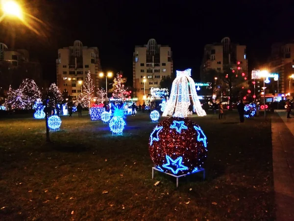 Decorazioni Natalizie Nella Città Baia Mare — Foto Stock