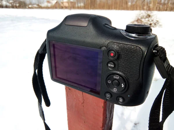 Camera Een Paal Winter — Stockfoto