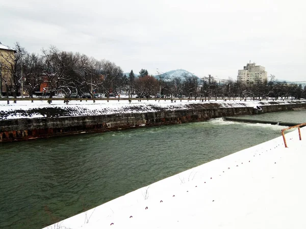 Fiume Sasar Inverno Baia Mare — Foto Stock