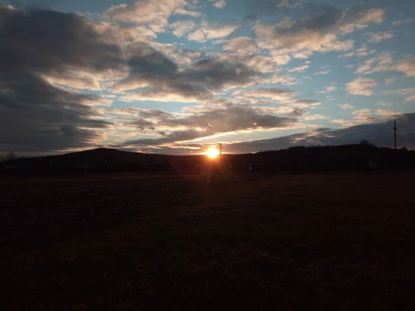 Захід Сонця Окрузі Марамур Румунія — стокове фото