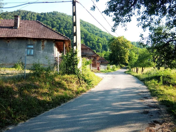 Casas Velhas Uma Pequena Rua Condado Maramures — Fotografia de Stock