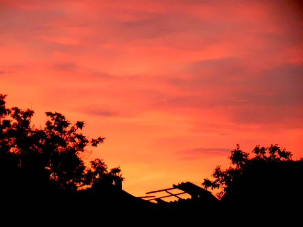 Beau Ciel Coucher Soleil Été — Photo