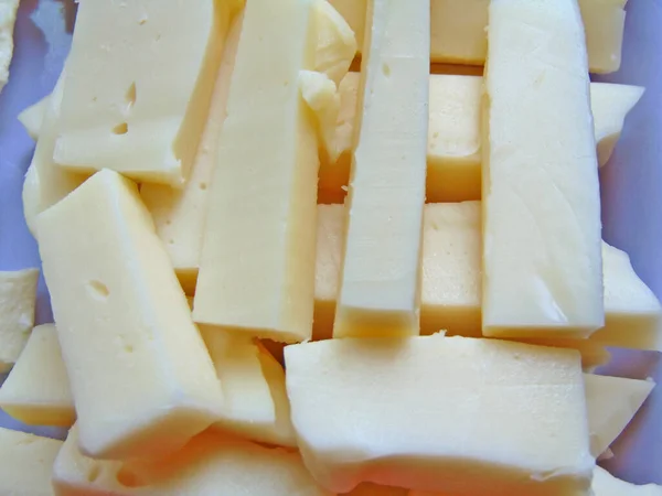 Diversi Pezzi Formaggio Piatto — Foto Stock