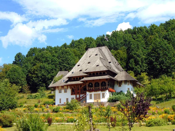 Drewniany Budynek Klasztorze Prawosławnym Barsana Maramures — Zdjęcie stockowe