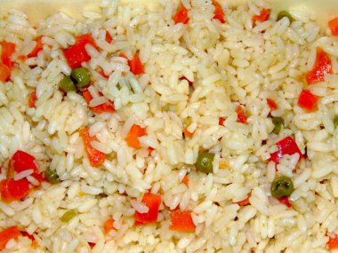 Biberli pilav ve diğer sebzeler.