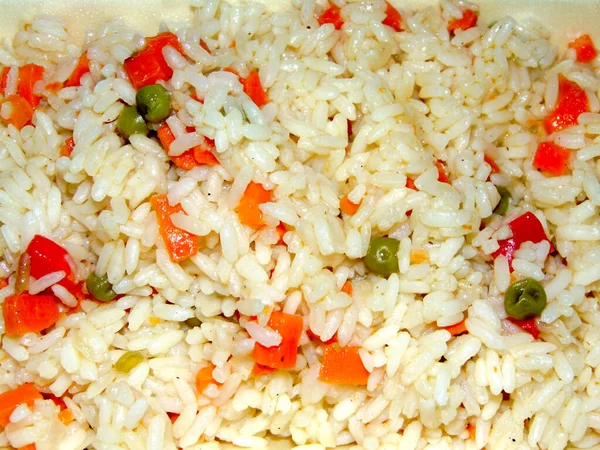 Boiled Rice Peppers Other Vegetables — Stock Photo, Image