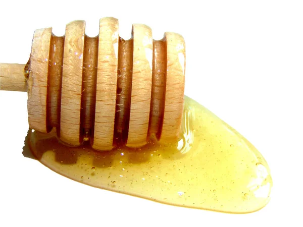 Honing Afkomstig Van Een Houten Lepel — Stockfoto