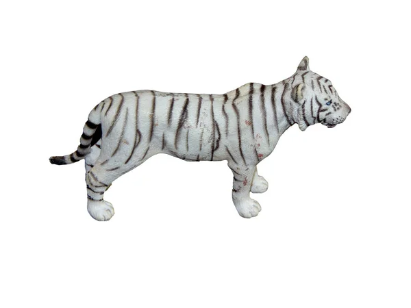 Білий Тигр Ізольований Білому Іграшка — стокове фото