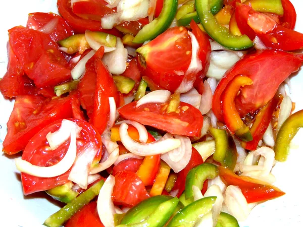 Ensalada Tomate Pimienta Cebolla —  Fotos de Stock