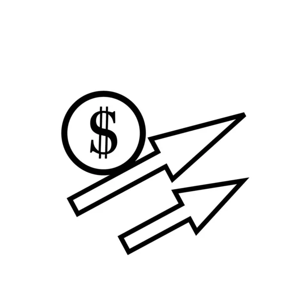 Іконка Збільшення Курсу Долара Стрілка Вгору Ілюстрація — стокове фото