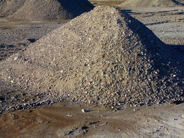 Several Piles Gravel Construction Work — Stock Photo, Image