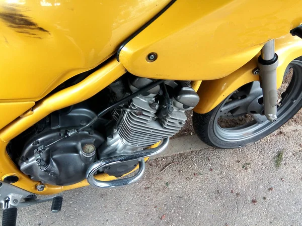 Close Yellow Motorcycle Detail — Stock Photo, Image