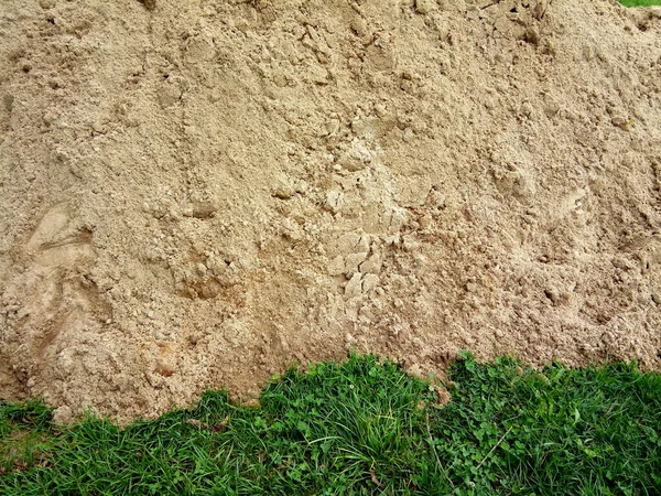 Heap Sand Green Grass Industry — Stock Photo, Image