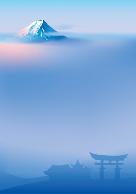 Fuji and torii clipart