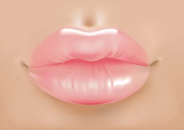 Pink Glossy lips — Stock Vector