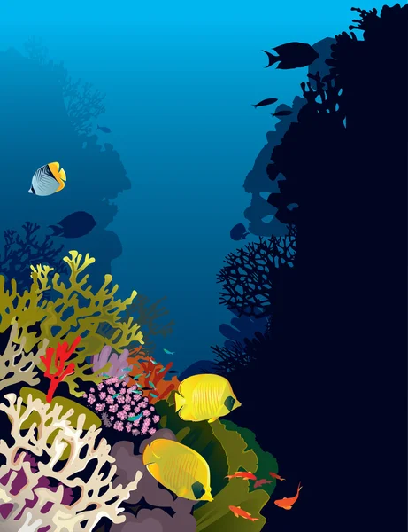 Рыба-баннер в кораллах — стоковый вектор
