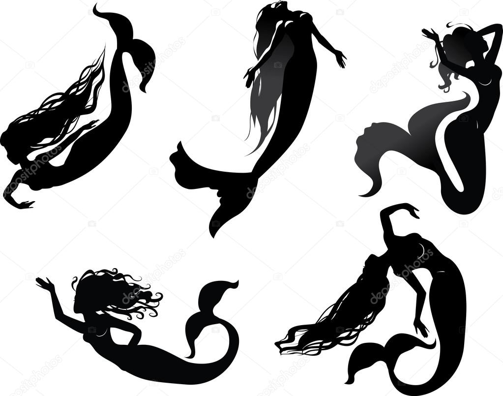 Download Mermaid silhouettes — Stock Vector © Koryaba #59418363