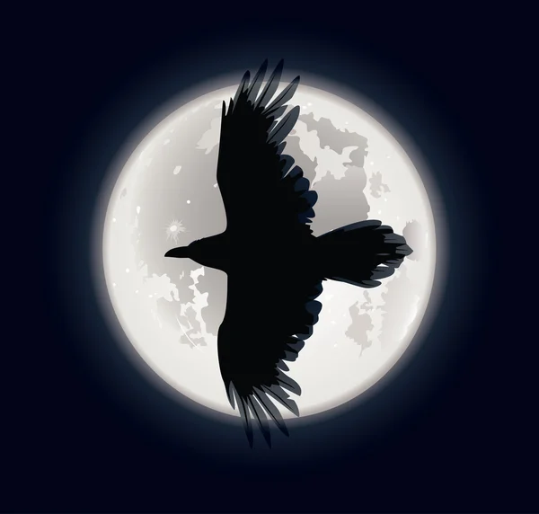 Wrona i księżyc — Wektor stockowy