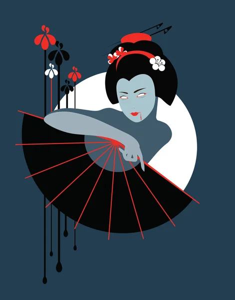 Vampire geisha — Stock Vector