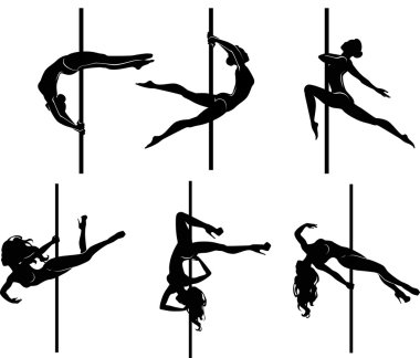 Six pole dancers clipart