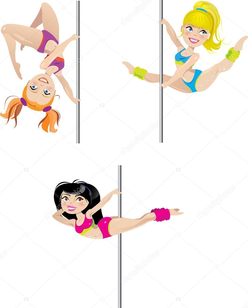 Anime Porn Nude Pole Dancing - Cartoon pole dancers Stock Vector Image by Â©Koryaba #65145429