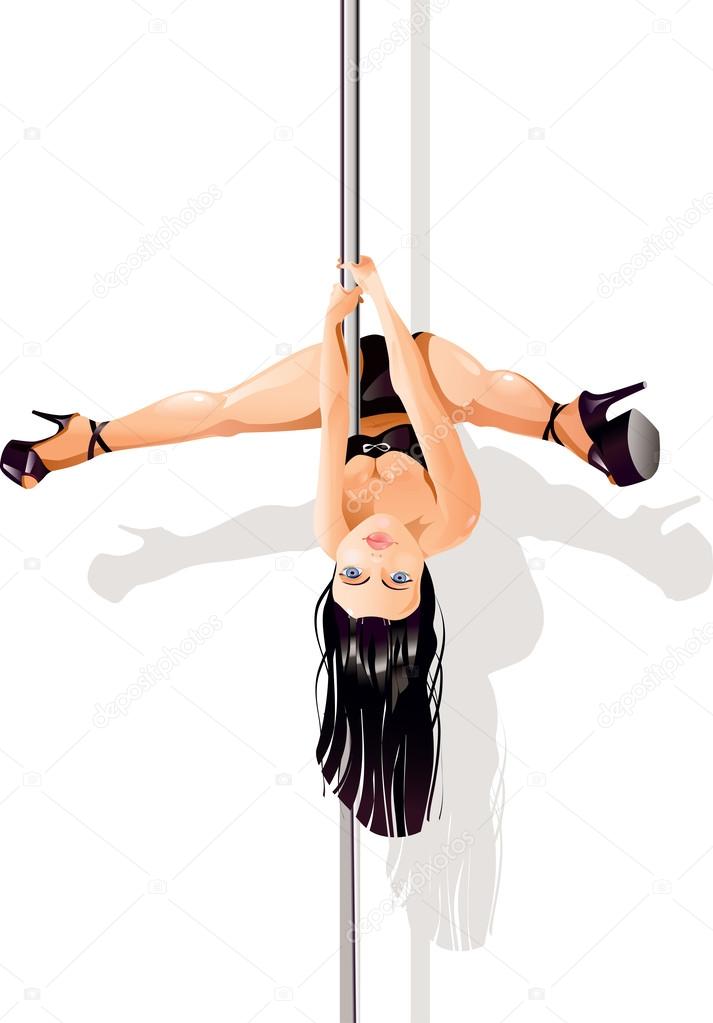 Pole dancer upside down