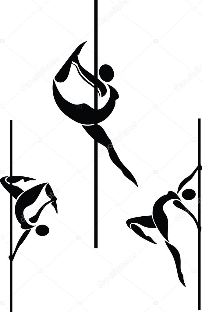 Stylized pole dancers