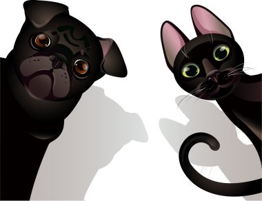 Funny cat and dog clipart