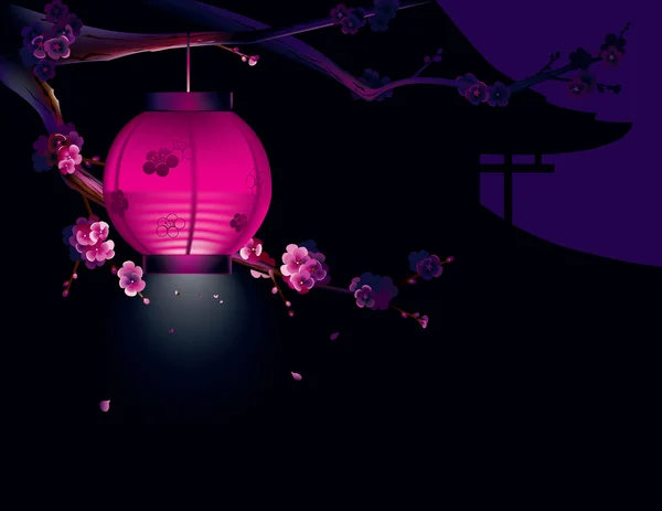 Sakura a papírové lucerny — Stockový vektor