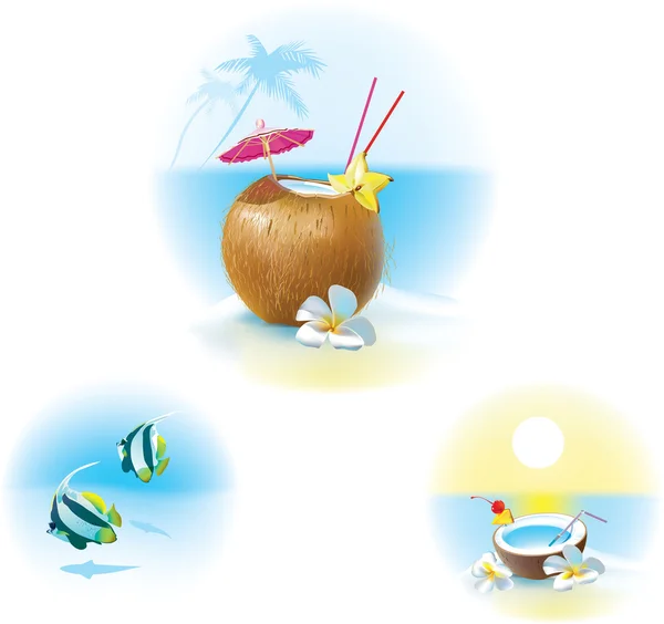 Cocktail sur la plage — Image vectorielle