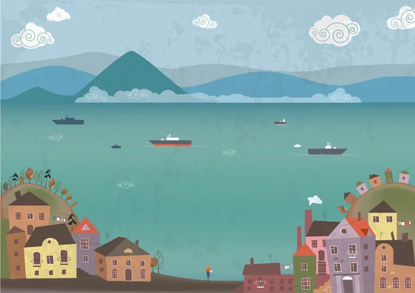 Deniz kıyısında Şehir