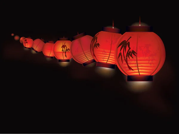 Chinese paper lantern garland — Stock Vector