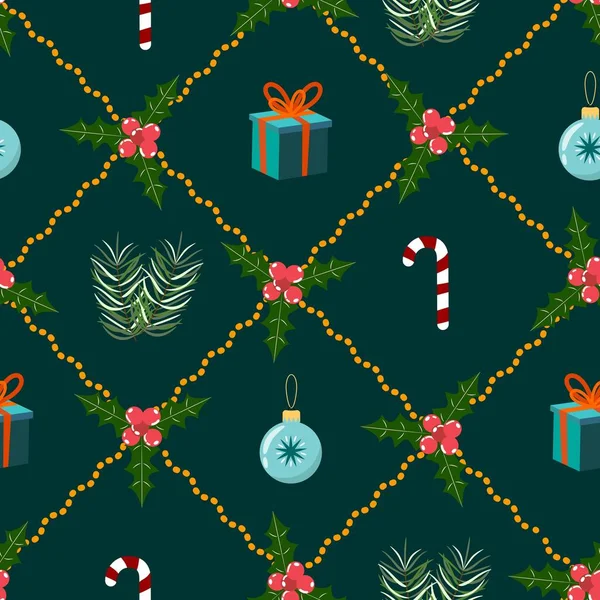 Bezproblémový Vzor Vánočními Prvky Pro Balicí Papír Obaly Textil Jakékoliv — Stockový vektor