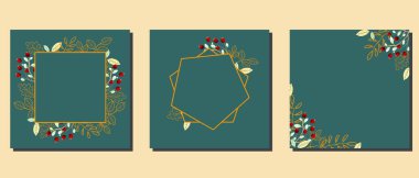 Kare yeşil botanik şablonu. Reklamlar, baskılar, afişler, kartlar için. Vektör şablonu.