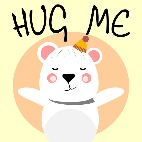 Cute Bear Asking You Hug Him Hug Cute White Bear — Stok Vektör