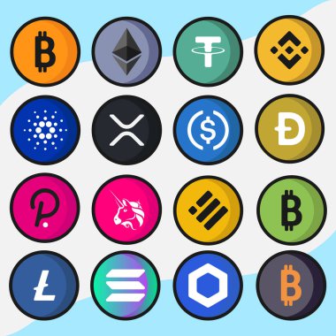 Kripto para birimleri için simgeler bitcoin litekoin etherium dalgalanma binans sikke logosu