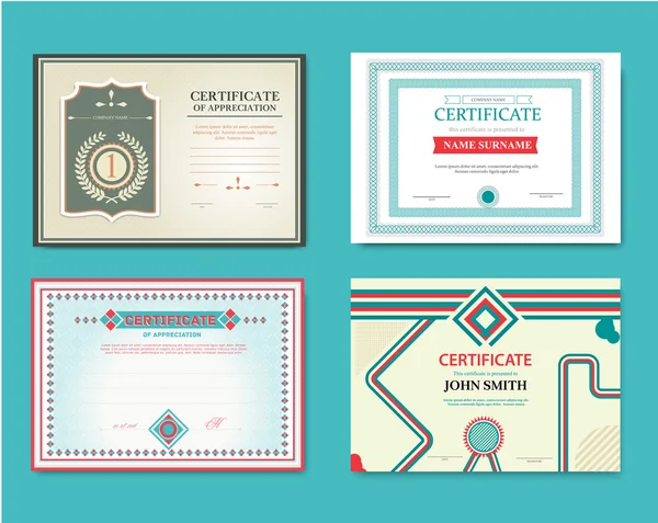 Ensemble vectoriel de certificats-cadeaux. Idéal pour les certificats, diplômes et récompenses. Certificat, Diplôme d'achèvement — Image vectorielle