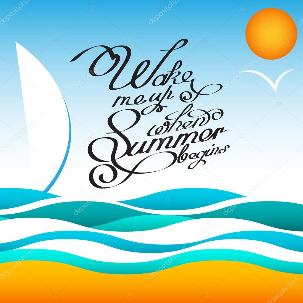 Vektor Stil Sommer Design Poster Mit Sonne Und Vögel