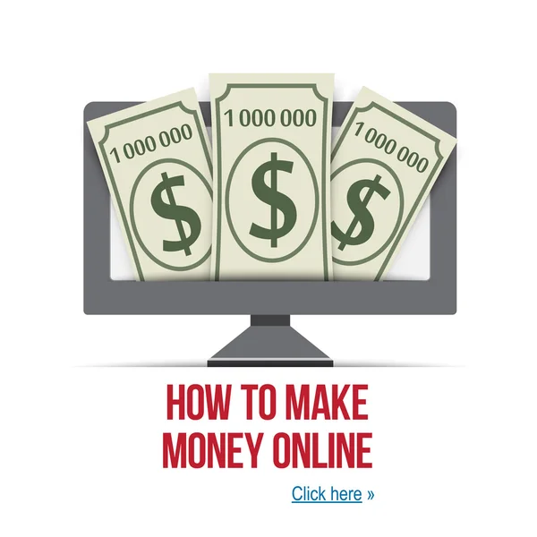 オンラインでお金を稼ぐ - インター ネット サイト、ポスター、カバーまたはウェビナーのデザインします。お金のオンライン ビジネス コンセプトを作る. — ストックベクタ