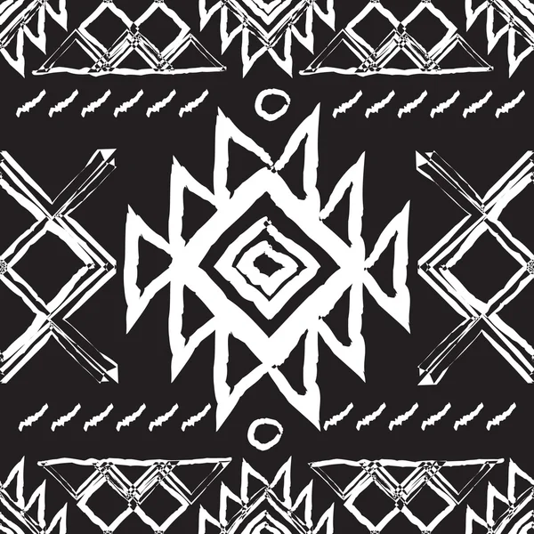 Tribal etnische naadloze pattern.national vector sieraad van de volkeren van het noorden. Tribal naadloze patroon voor stof, papier of het web. Tibal patroon met driehoeken — Stockvector