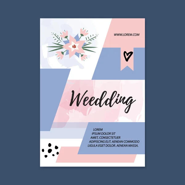 Folleto de boda vectorial plantilla en blanco. Portada y portada. Diseño abstracto del folleto femenino. Planificador de bodas — Archivo Imágenes Vectoriales