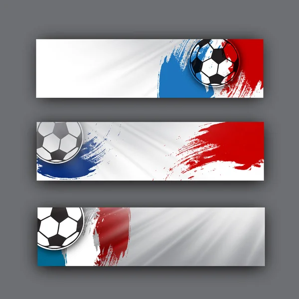 Kolekcja wektor banery o tematyce piłki nożnej. Piłka nożna na tle flagi. Piłka nożna nagłówka na stronie — Wektor stockowy