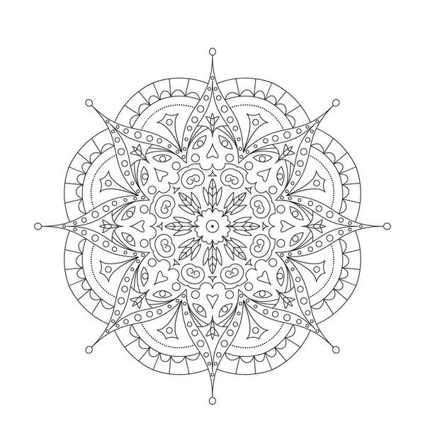 Livro para colorir Mandala. Ornamento de renda de círculo, padrão ornamental redondo, design preto e branco. vetor para adultos página — Vetor de Stock