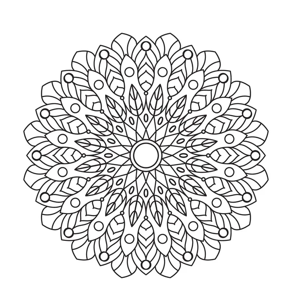Coloring Book Mandala. Circle lace ornament, round ornamental pattern, black and white design. vector for page adults — Stock Vector