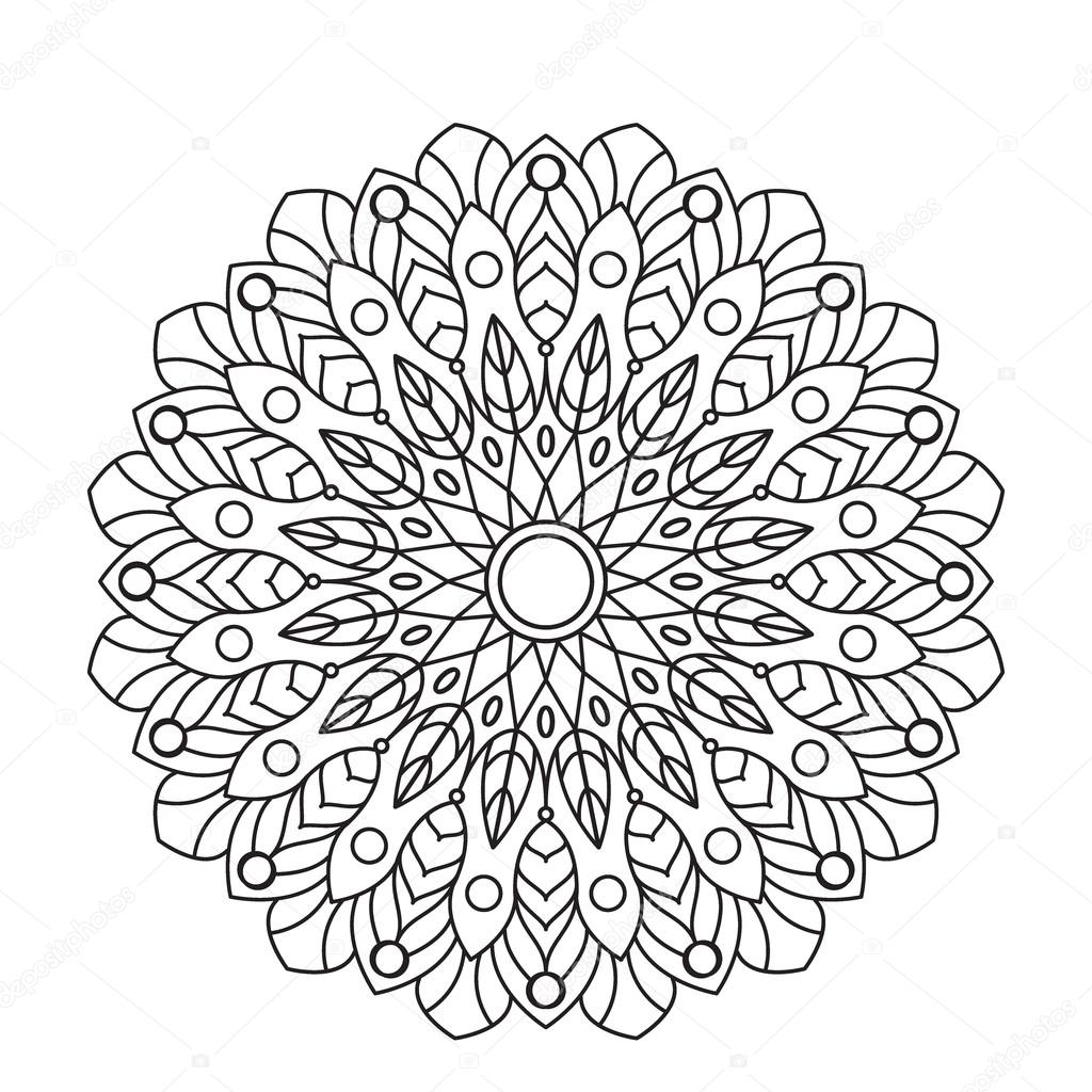 Coloring Book Mandala. Circle lace ornament, round ornamental pattern,  black and white design. vector for page adults Stock Vector by ©Peliken  116575790