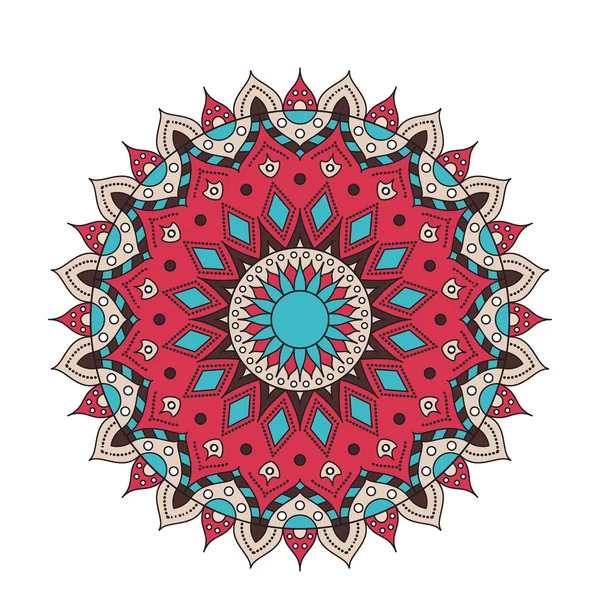 Mandala decorativo de encaje redondo árabe adornado. Patrón vectorial vintage para impresión o diseño web. fondo colorido abstracto. Invitación, tarjeta de boda — Vector de stock