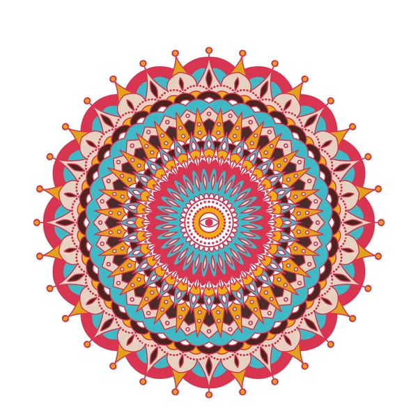 Mandala decorativo de encaje redondo árabe adornado. Patrón vectorial vintage para impresión o diseño web. fondo colorido abstracto . — Vector de stock
