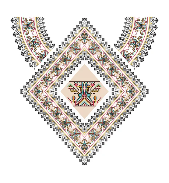 Collar vectorial azteca Bordado para mujeres de moda. Pixel tribal patrón de impresión o diseño web. joyería, en tela . — Vector de stock
