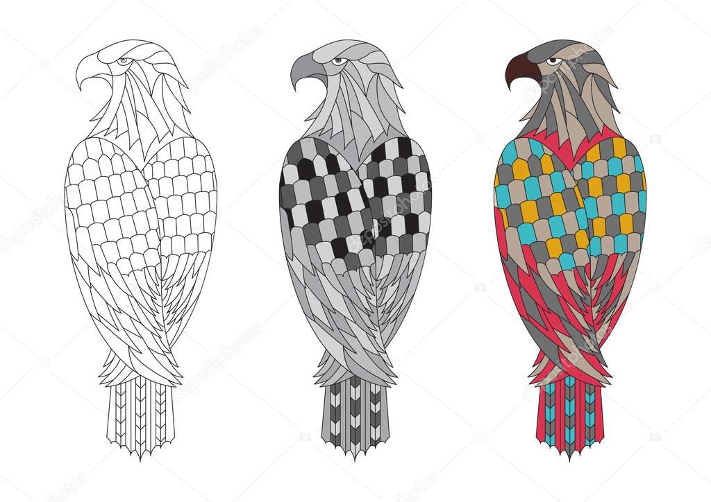 VektorPrintable Malvorlagen für Erwachsene mit dem Adler