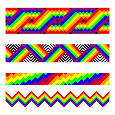 Gökkuşağı renkli vektör sorunsuz fırçalar.